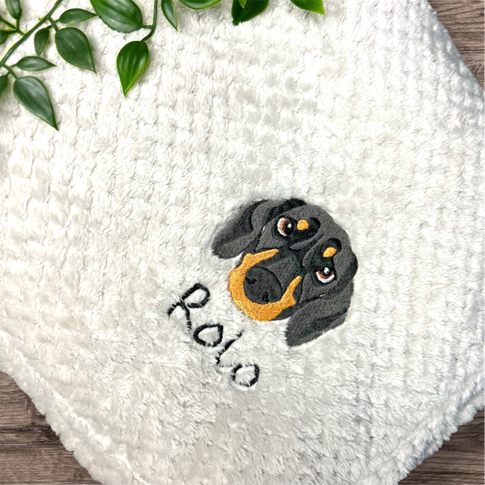 Embroidered Pet Portrait Blanket